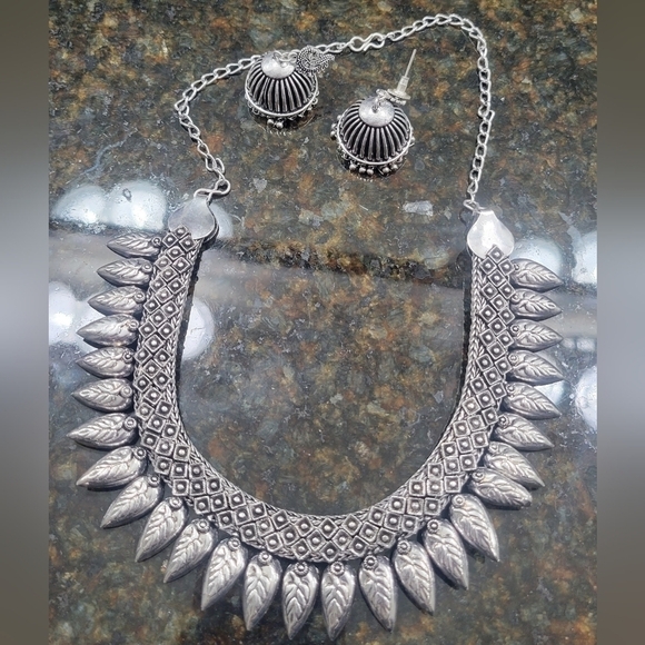 Choker set with peacock Earrings Jewelry - Picture 1 of 4